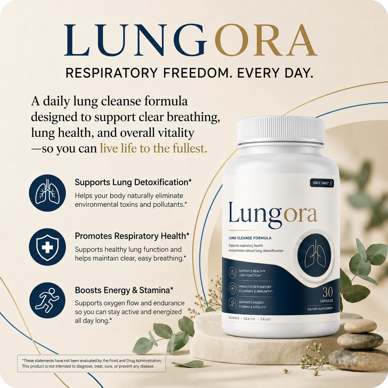 Lungora capsules and bottle